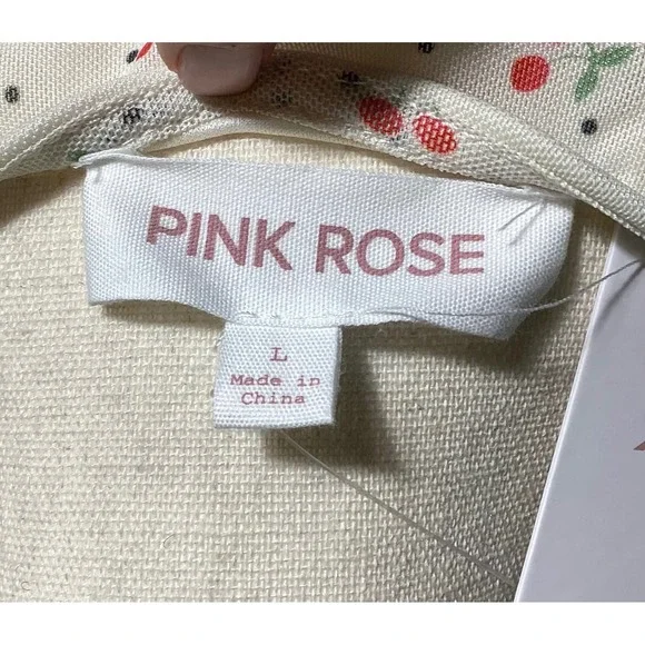 Coquette Cherry Lace Trim Romantic Camisole Cottagecore Soft Girl Top NWT Size L - Picture 4 of 11